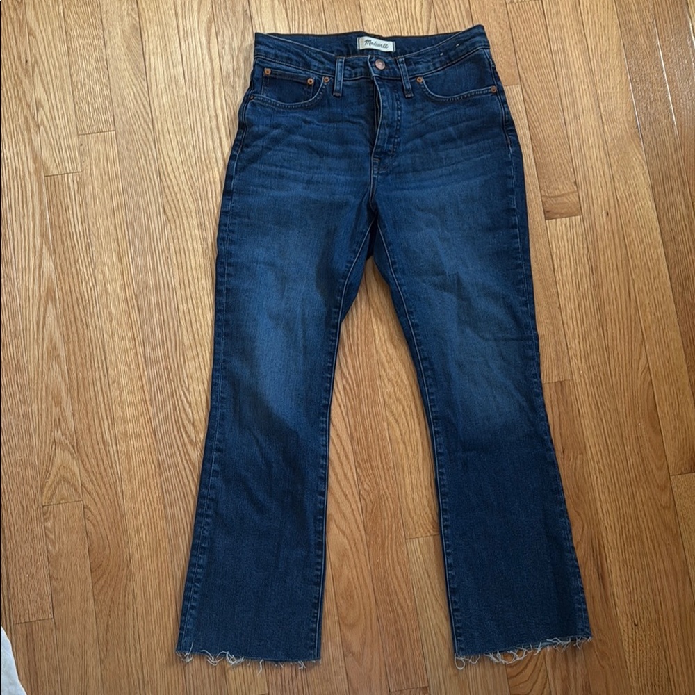 Madewell Blue Flare Wide Leg Jeans with Full Length Design
